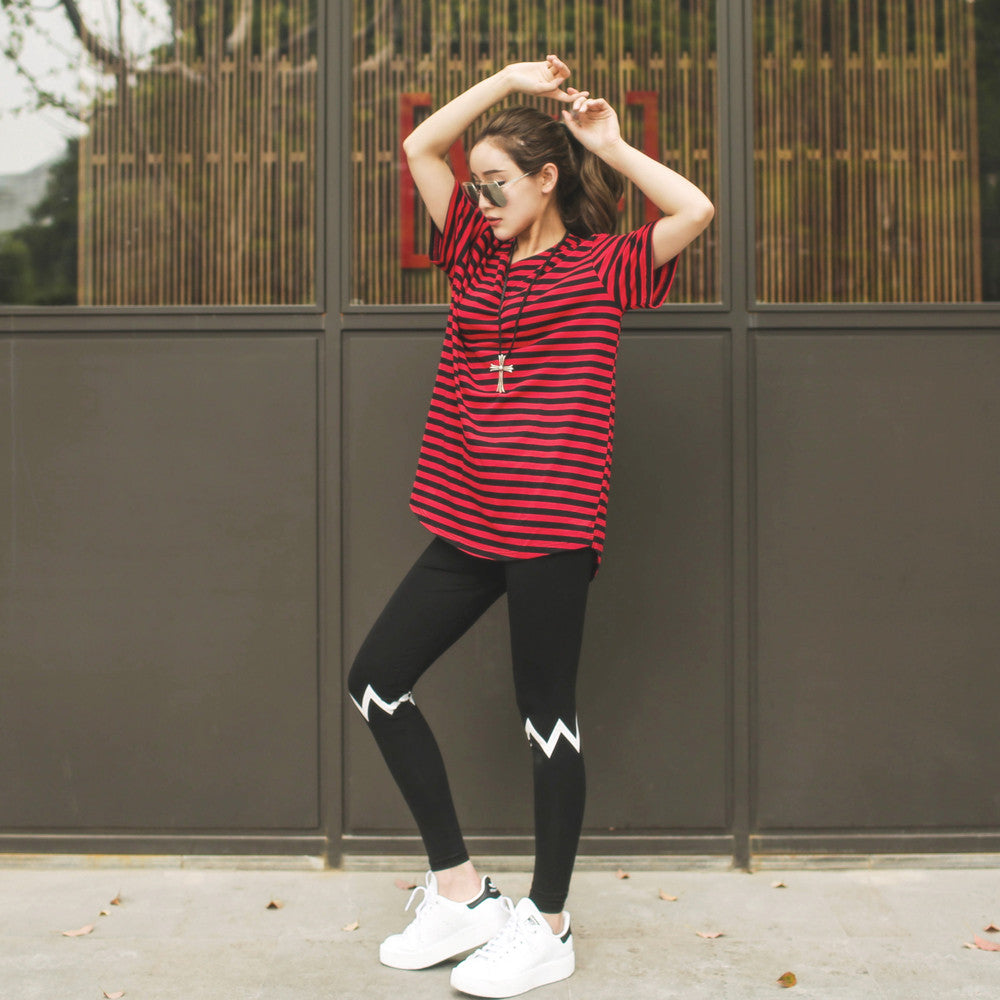 Longline T shirt with Stripes